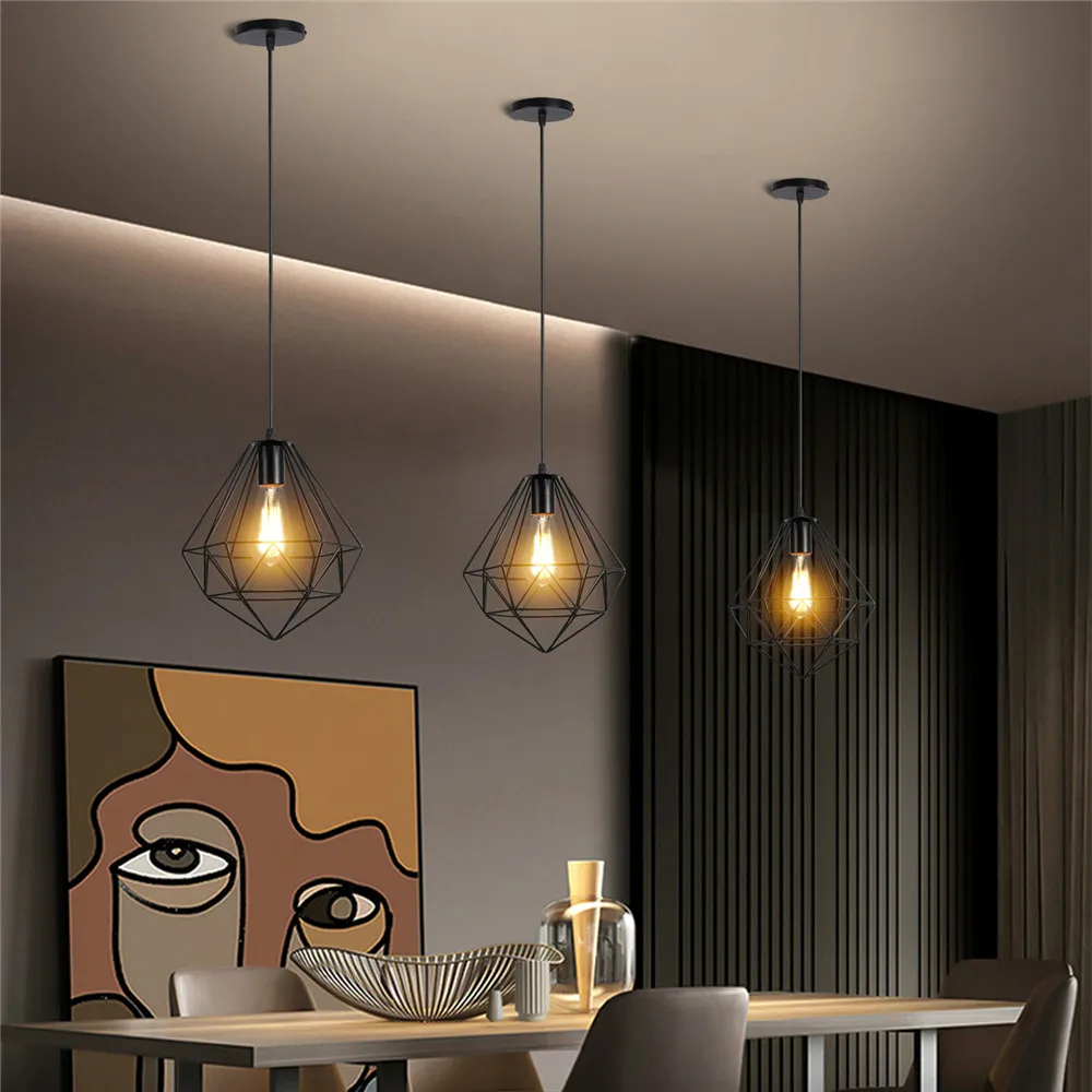 Modern Mini Pendant Light Wrought Iron Cafe Bar Clothing Store Black Hanging Lamp Industrial Retro Loft Dining Room Lighting