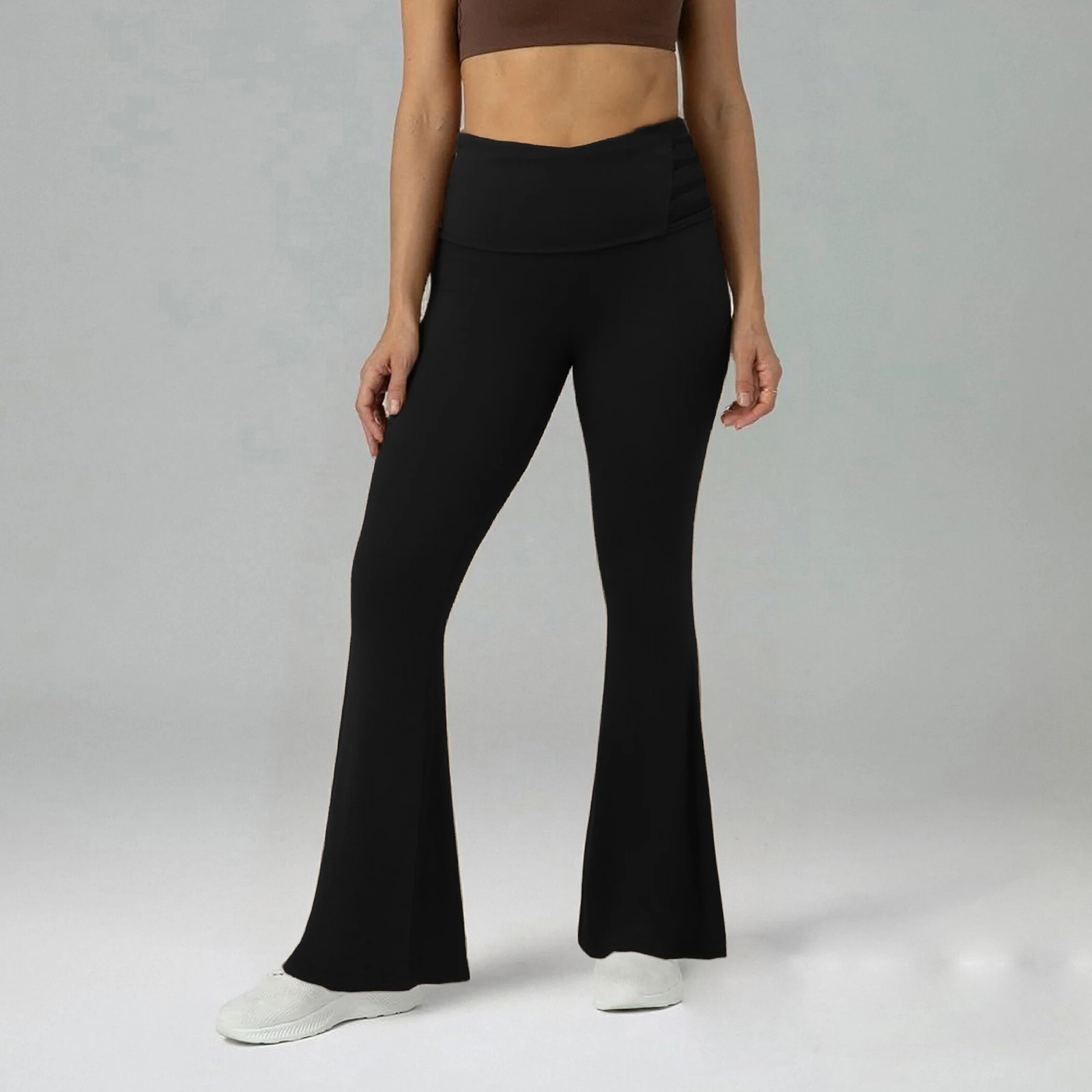 Spodnie dzwony plus size dla kobiet, codzienne, jednolite, z elastyczną gumką w pasie, długie spodnie typu bell bottom do noszenia na co dzień, do biura, spodnie oversize.