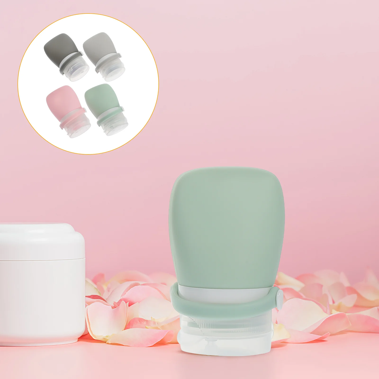 

4 Pcs Compact Travel Size Silicone Lotion Bottles Set Essential Toiletry Shampoo Containers for Travel Business