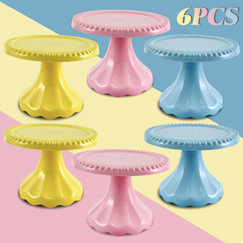 Set Of 6pcs Mini Cupcake Stand Plastic Cupcake Holder Serving Plate For Wedding Birthday Party Decorations Fiesta Decor