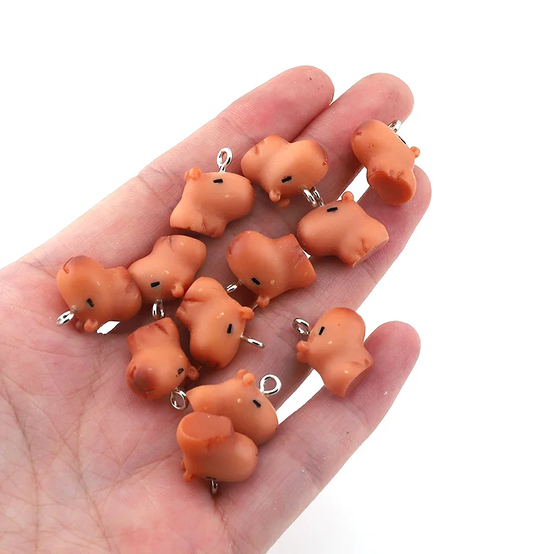 50/100pcs Wholesale Mini Kapibala Resin Charms Bulk Pendant Cute 3D Capybara Charm For Earring Diy Jewelry Make