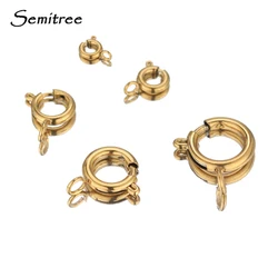 10pcs Gold Color Stainless Steel Round Claw Spring Ring Clasps Hooks for DIY Jewelry Making Necklace Connector Bracelet Supplies