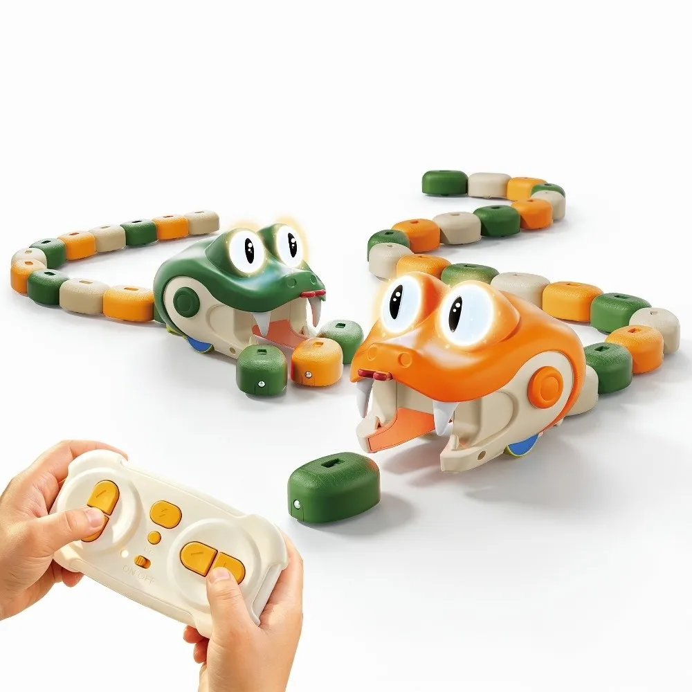 Light Up Eyes Remote Control Snake Two Speed Modes Eyes Rotate Magnetic Eating Snake Remote Controlled Magnetic Food Collecting