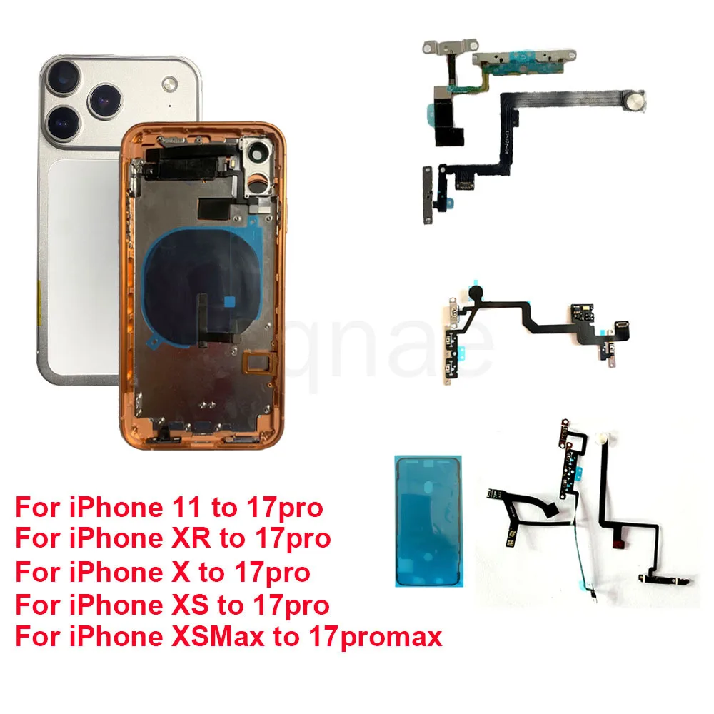 1 pièce Câble flexible de remplacement pour bouton latéral (alimentation, volume, flash) avec joint d'étanchéité pour iPhone 11 Xs Max XR X à 17 Pro Max