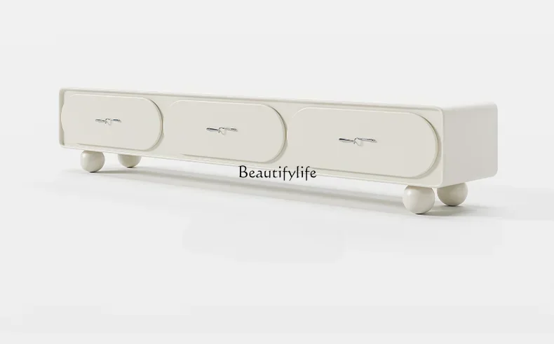 

FG17Puff TV Cabinet Cream Wind White Small Apartment Living Room Home Locker