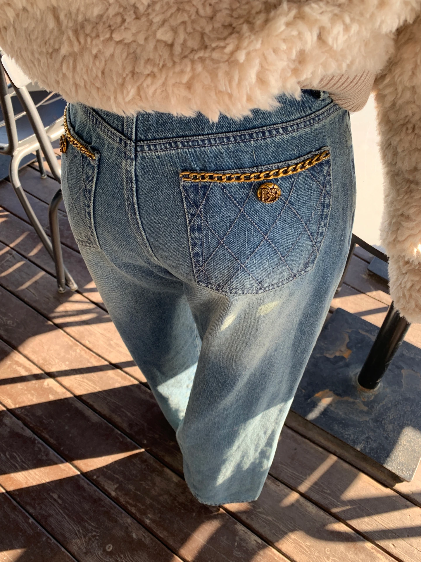 

Blue Thiened High Waist Jeans Women's Winter High Heel Straight Leg Pants Aviva on Earth Casual Sle Metal Crt Cotton Fa...