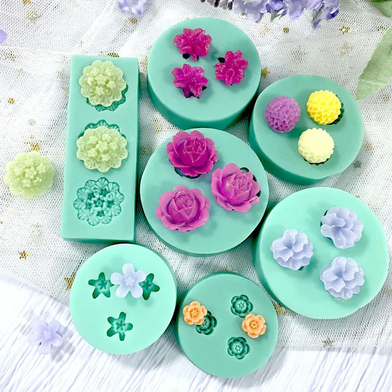 New Mini Flowers Series Silicone Mold DIY Handmade Fondant Cake Baking Chocolate Sugar Cake Tool Resin Polymer Clay Making Mould