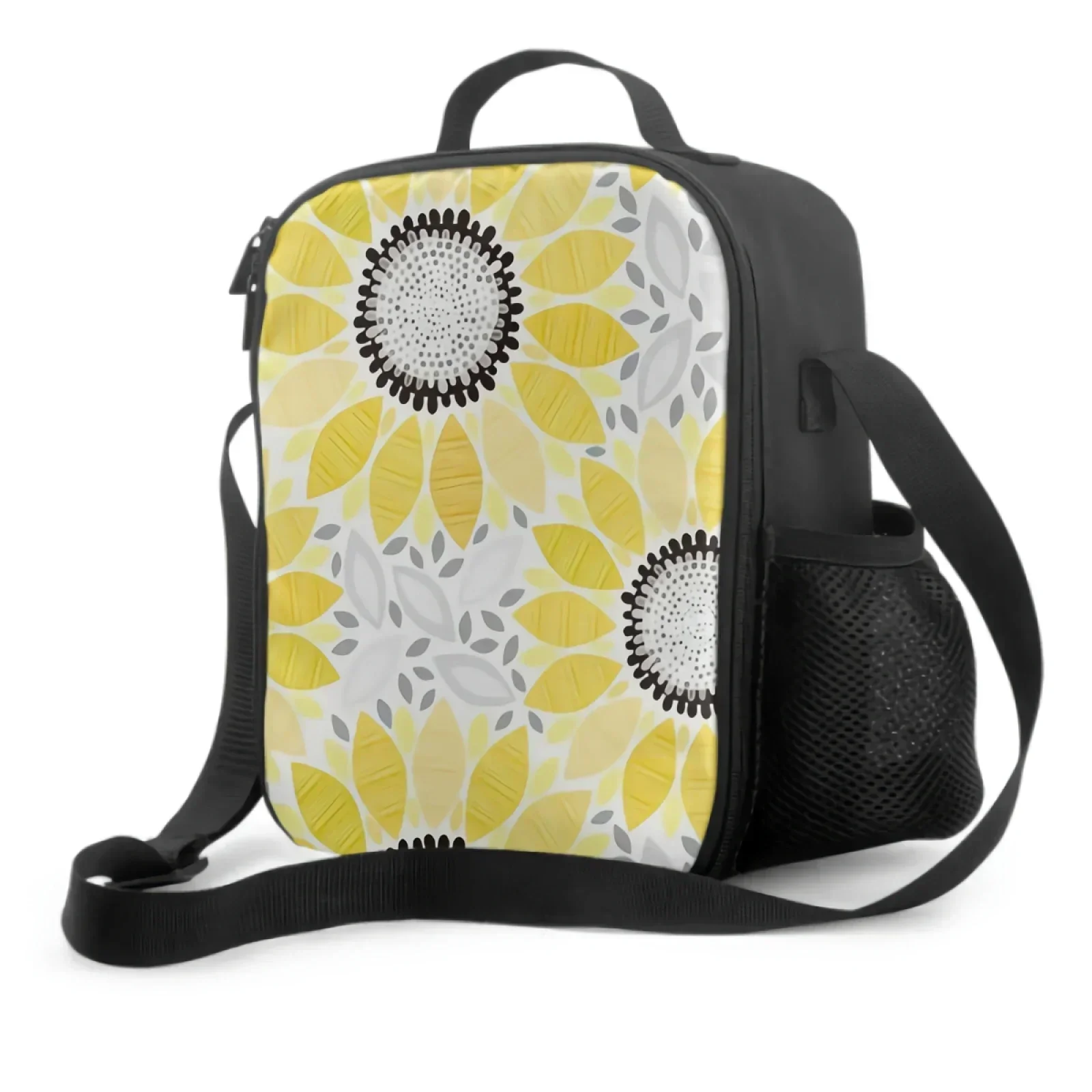 

Sunflowers Abstract Floral Insulated Lunch Box Portable Lunch Bag with Adjustable Shoulder Strap Reusable Cooler Tote Bag