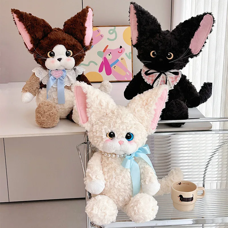45/60/80CM Devon Rex Curly Cat Plush Toy Kawaii Fluffy Soft Cat Stuffed Animal Doll Room Decor Pillows Gift for Girls Kids Xmas