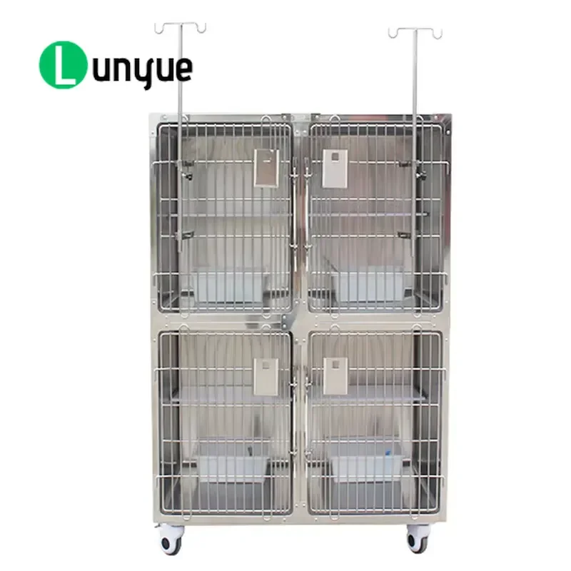 Four Door Multi Layer Pet Cage with Baffle Large Animal Crate for Dogs Cats Indoor Outdoor Durable Metal Wire Kennel Easy
