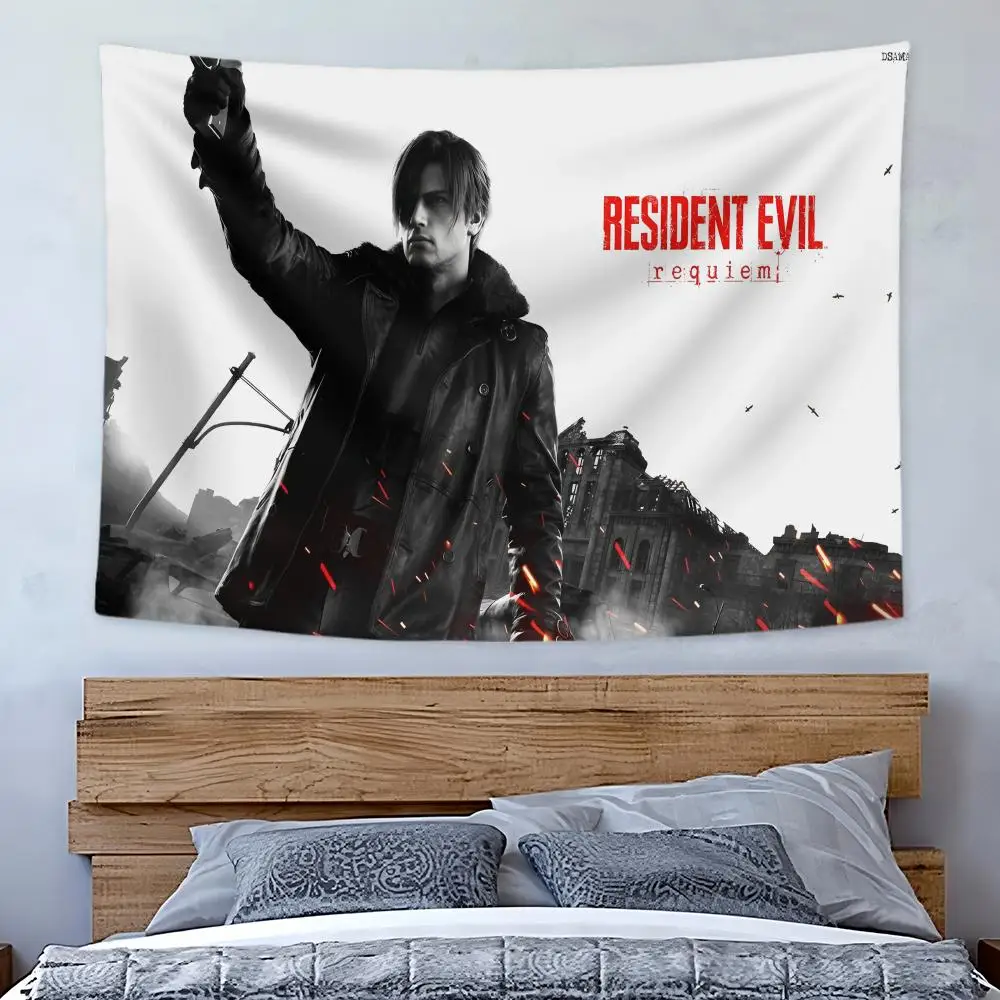 Game R-Resident Evil Leon Kennedy Tapestry Art Decor Banner Microfiber Backdrop for Bedroom Living Room Bar Garden Party