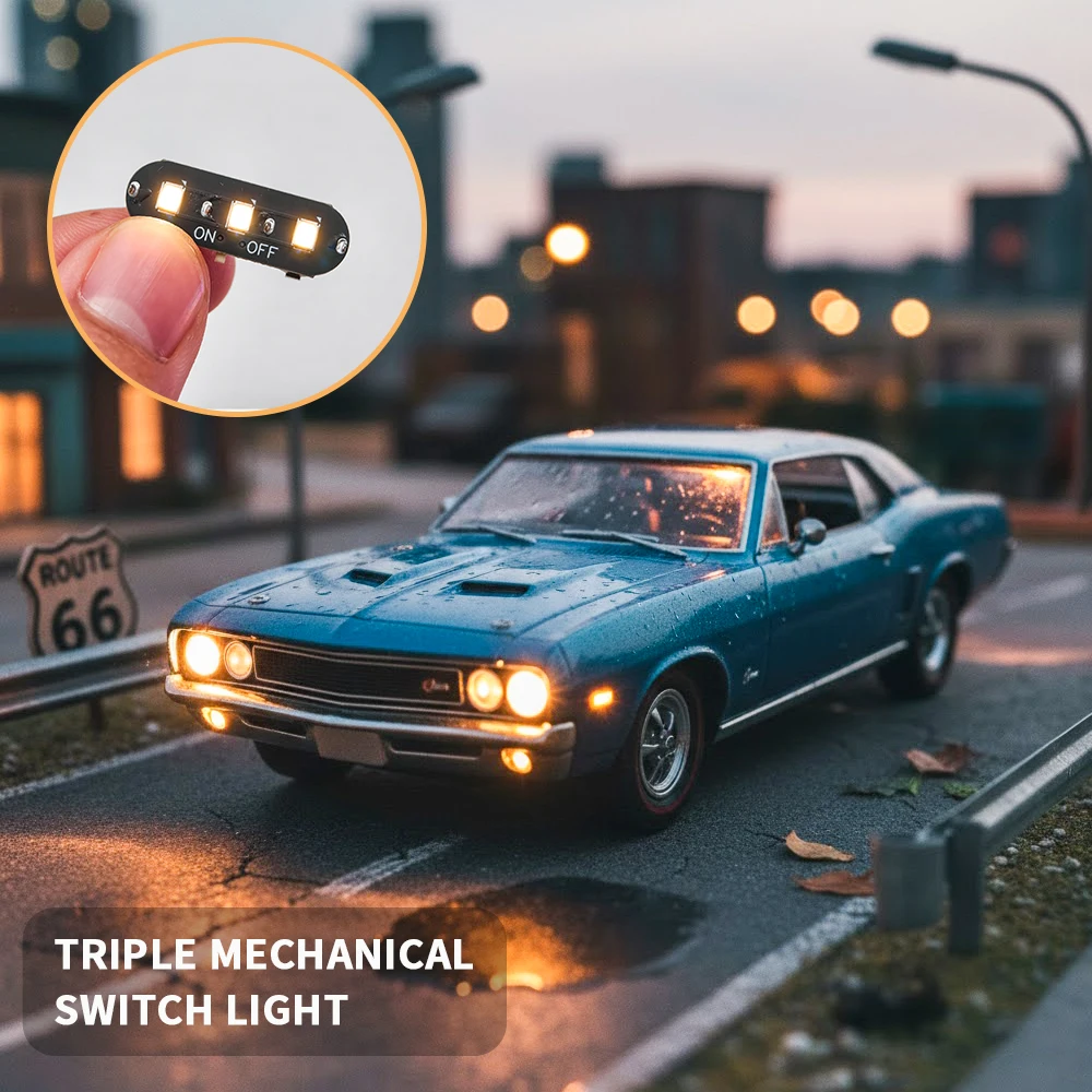 1Pcs Mini High Brightness 3 Head Switch Control LED Lamp DIY Model Making Toys Lighting Materials Diorama Kit With Battery