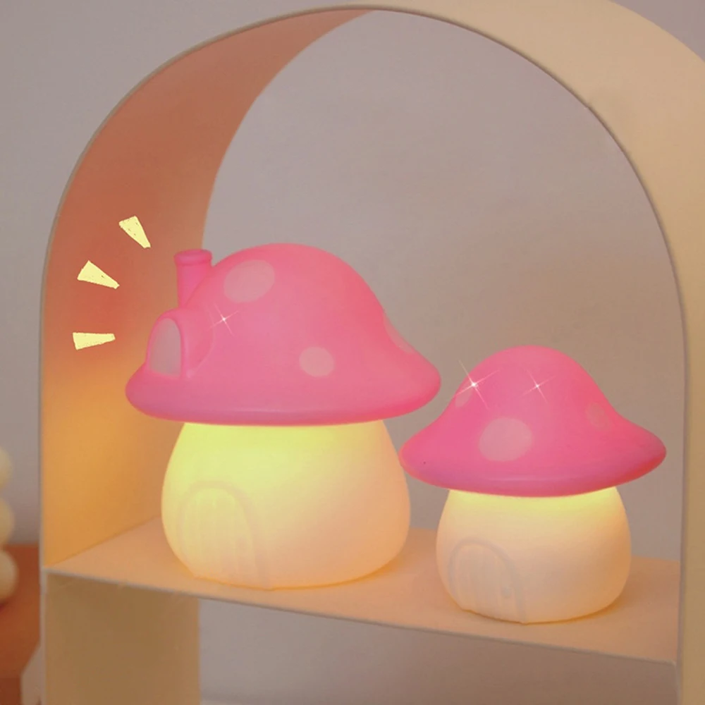 Young girl heart fashion cute cartoon mushroom night understand soft light sleep lamp bedside bedroom desktop decoration pieces