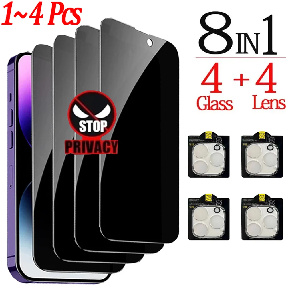 Anti-Spy Glass For iPhone 15 14 13 Pro Max Privacy Screen Protectors & Camera Protection Film For iPhone15 12 11 Pro mica