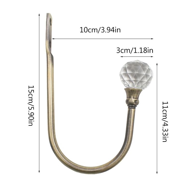 2Pcs U Shape Crystal Curtain Tieback Decorative Wall Hook Household Supplies for Home Festival Wall Door Curtain Drop Shipping