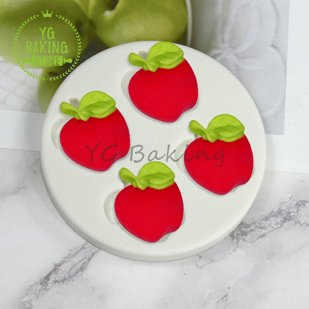 3D Small Apple Design Silicone Mold Fruit Chocolate Fondant Mould DIY Clay Plaster Model Cake Decorating Tools Kitchen Bakeware