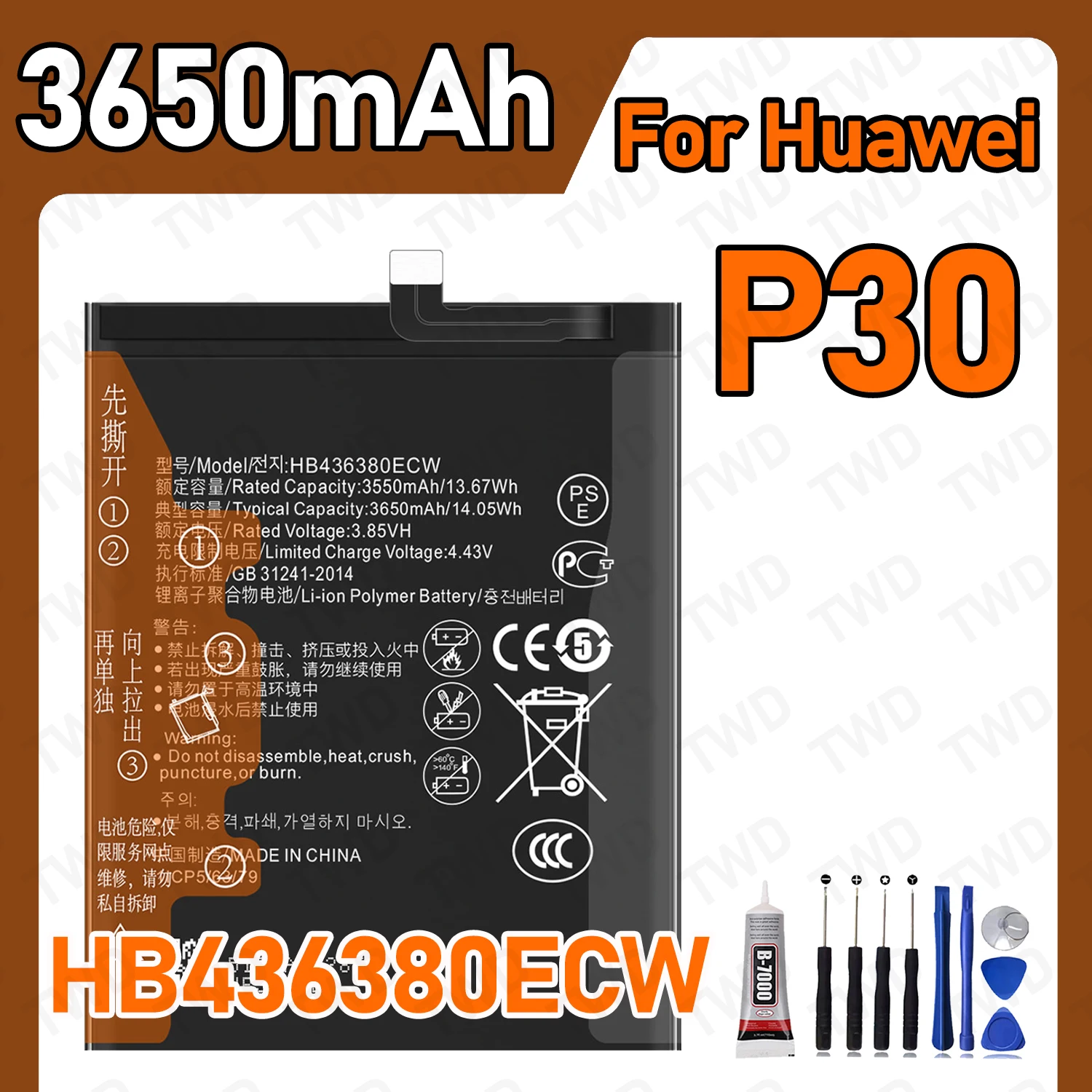 HB436380ECW Large capacity Battery For HUAWEI P30 Batteries New High Quanlity+Free Tools