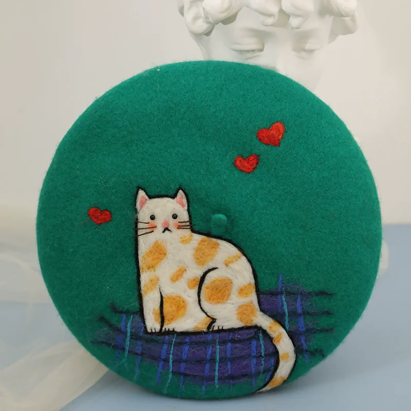 

Women Cute Cat Warm Wool Beret, Cute Wool Hats