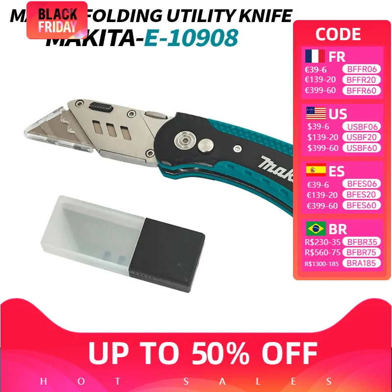 Makita E-10908 Utility Folding Knife Wood Handle Knife Pipe Cutter Pocket Knife  Paper Cutter Blade Unpacking Cutter Tools