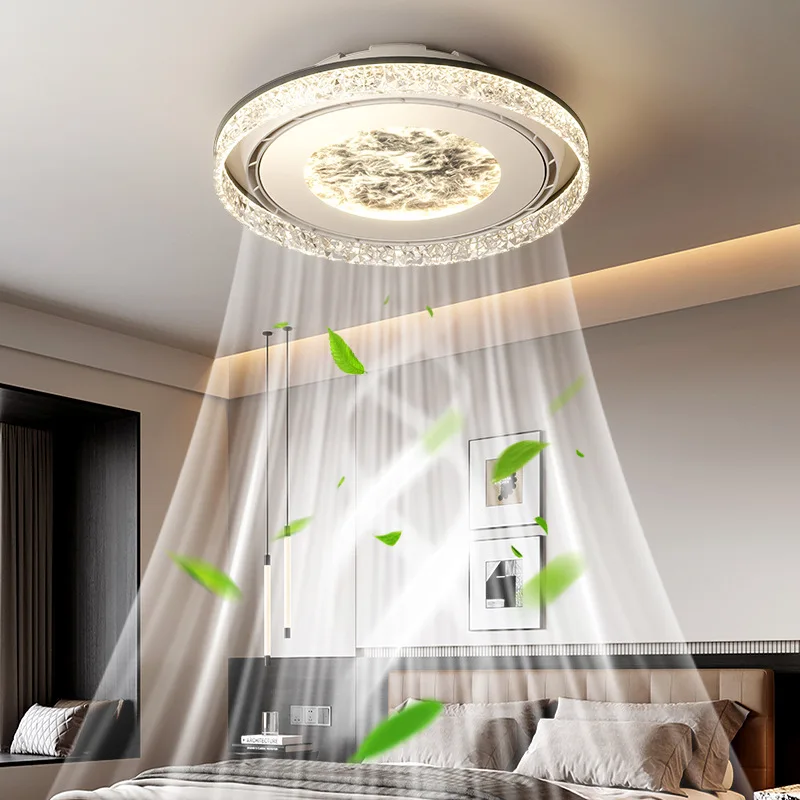 Modern Ceiling Fans With Lights For Bedroom Living Study Room Round Bladeless Ceiling Fan With Light And Remote
