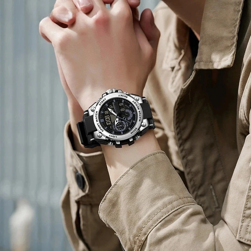Sport Digital Dual Display Watch for Boys - Alloy Case, 3ATM High Quality, Luminous Hands, Multi-Color Options, Quartz Movement,