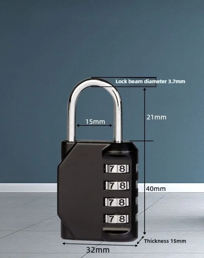 กุญแจรหัสแบบตั้งค่าใหม่ได้ 1 ชิ้น กุญแจรหัส 4 หลัก กันน้ำและทนทาน สำหรับใช้งานกลางแจ้ง