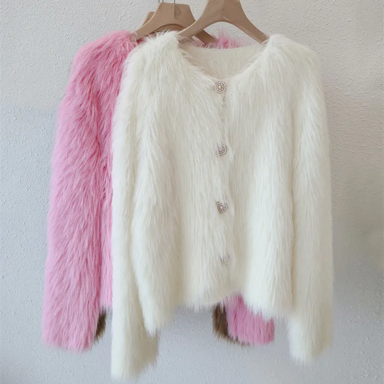 

Вязаный кардиган, куртка-свитер, женская осенне-зимняя плотная одежда, маленький ароматный стиль, короткая, мягкая и липкая женская одежда