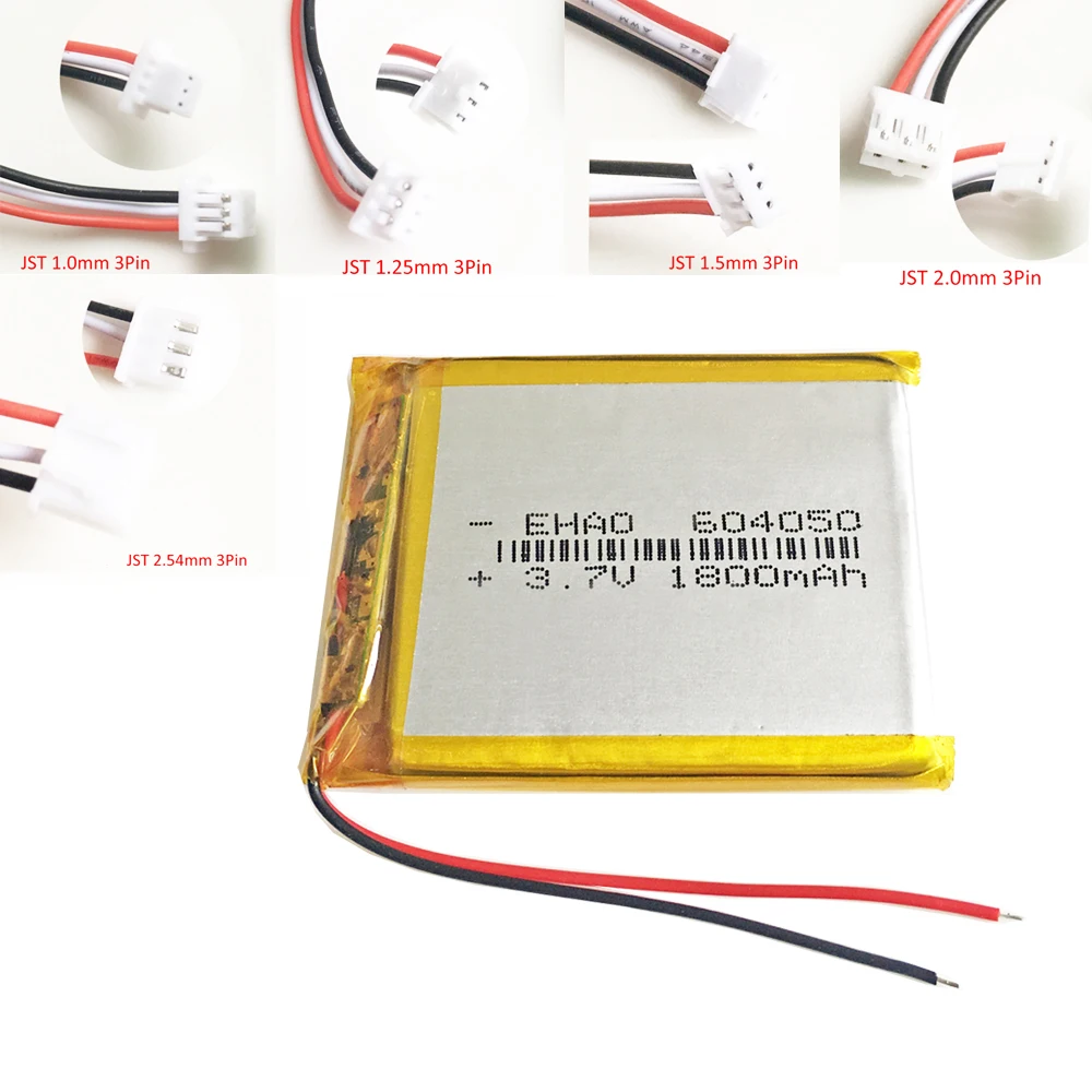 3.7V 1800mAh Lipo Polymer Lithium Rechargeable battery 604050 For MP3 GPS Navigator DVD Power Bank Tablet PC key board PAD