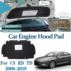 for Citroen C5 Accessories RD TD MK2 2008~2019 Car Thermal insulation Hood Sound Pad Soundproof Fireproof Covers Car Accessories