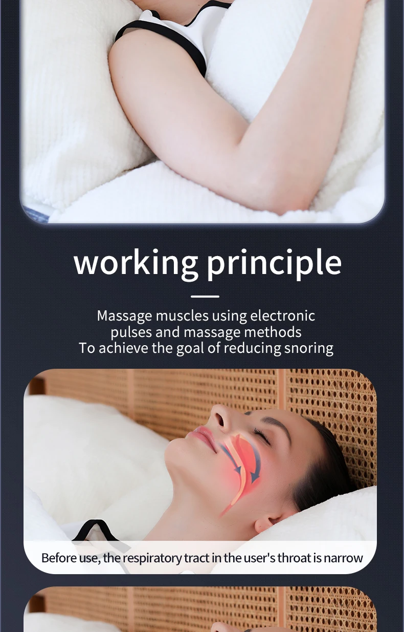 Anti-Schnarch-Gerät mit Dual-Puls-Stimulation - Schlafapnoe-Linderung, Schnarchreduktion, Muskeltrainer für eine ruhige Nacht – Detail 6