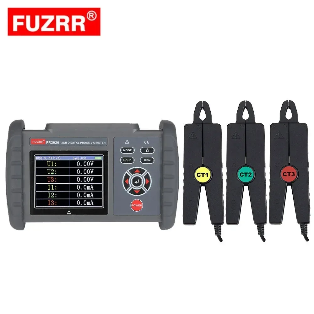 2026 FR2020 3 Three Phase Digital Clamp Phase Meters VA Voltage Ammeter Power Meter W/Phase Sequence Test
