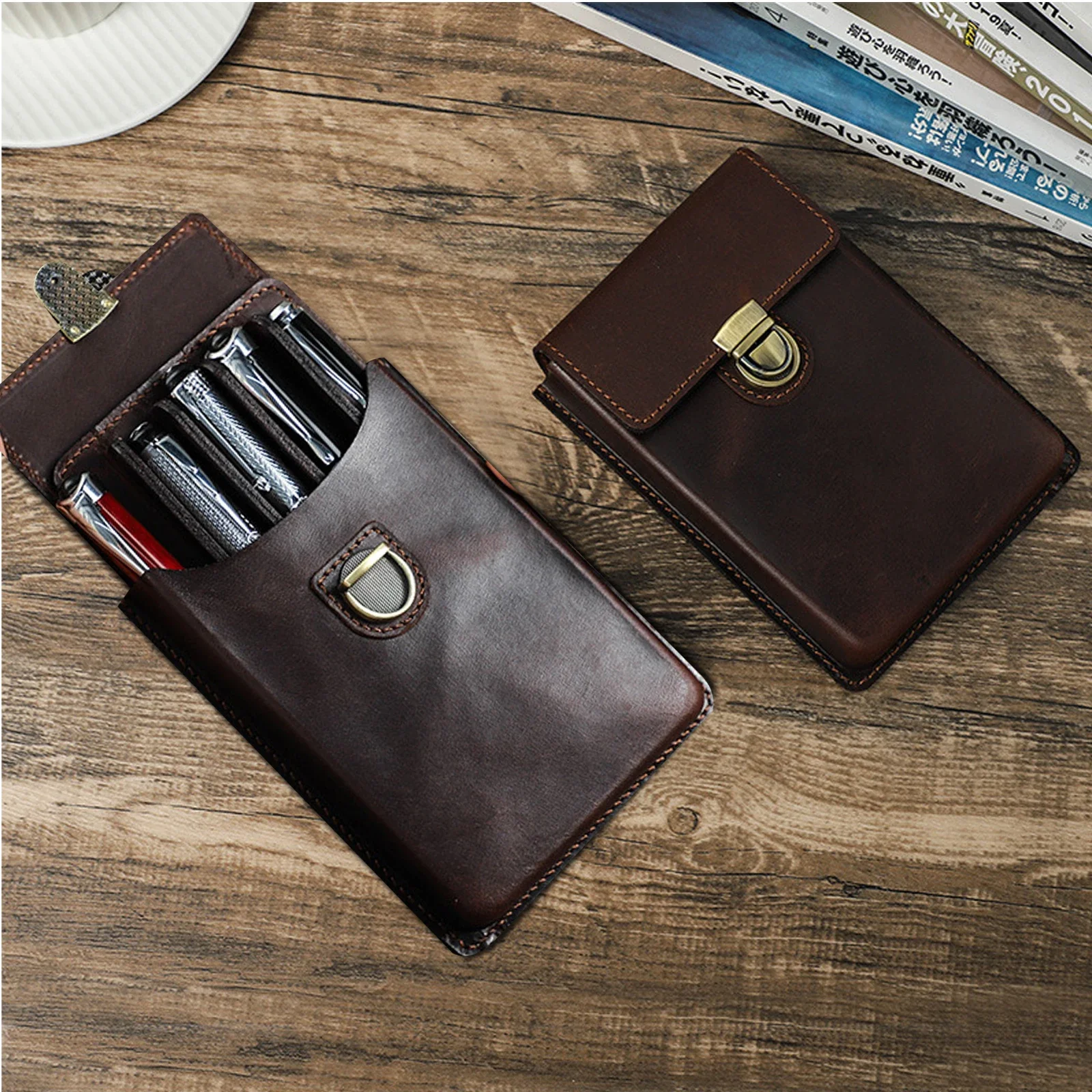 New Luxury Leather Pen Case Personalized and Creative Detachable Drawer Style 5-slot Pen Bag