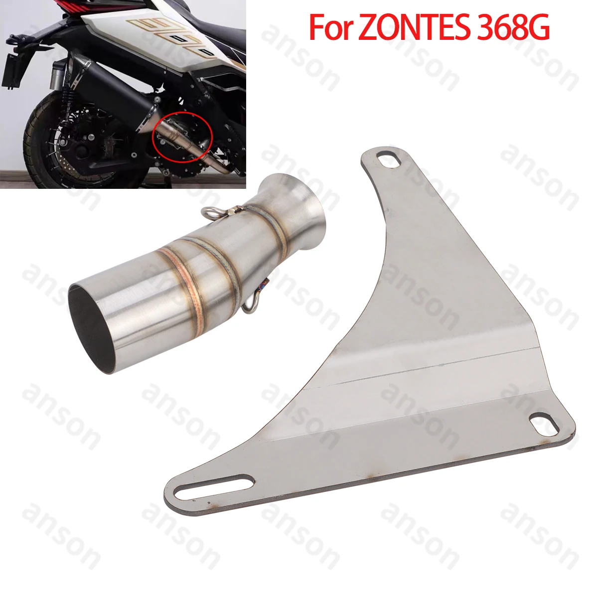 

Slip On For ZONTES 368 368G 368D 368M 368K 368E Exhaust Mid Pipe Fit 51mm Muffler Middle Link Pipe with Bracket