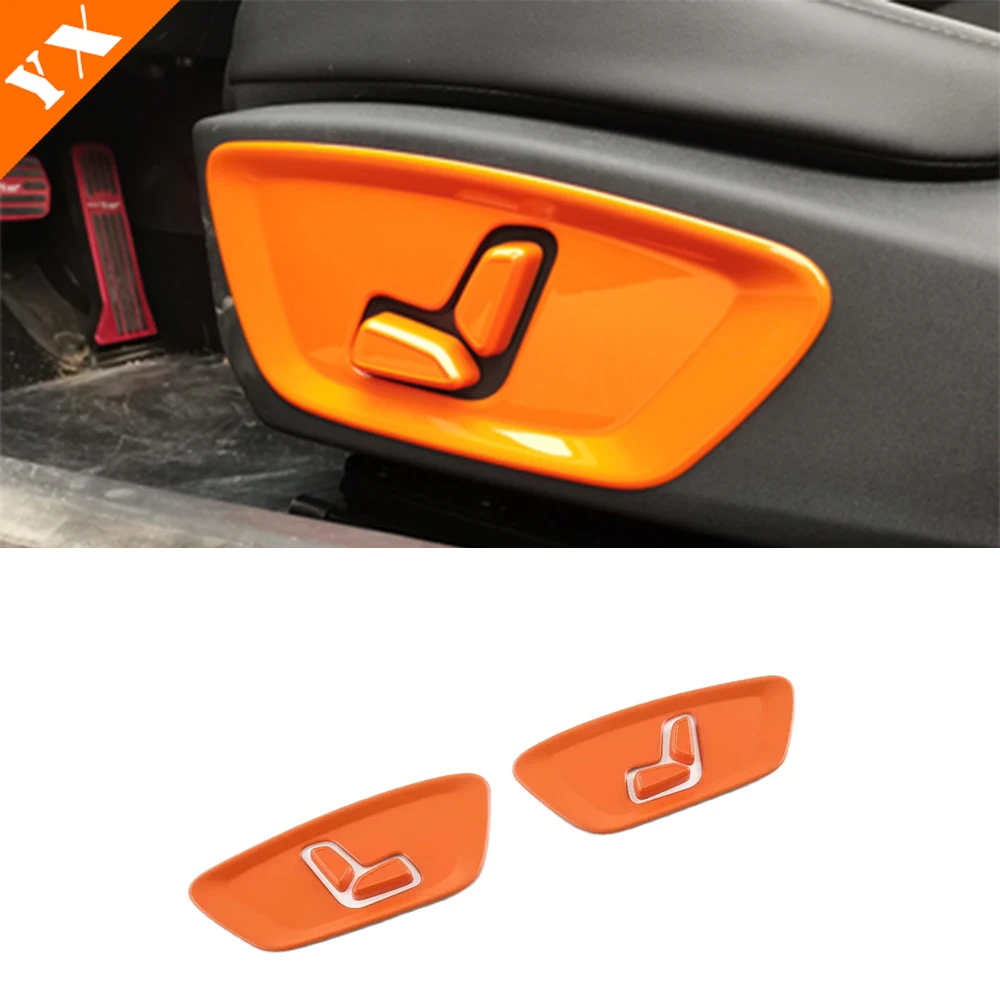 For Changan UNIV UNI-V Accessories 2023-2024 Carbon Orange Car Seat Adjustment Button Cover Seat Backrest Sticker Frame Trim