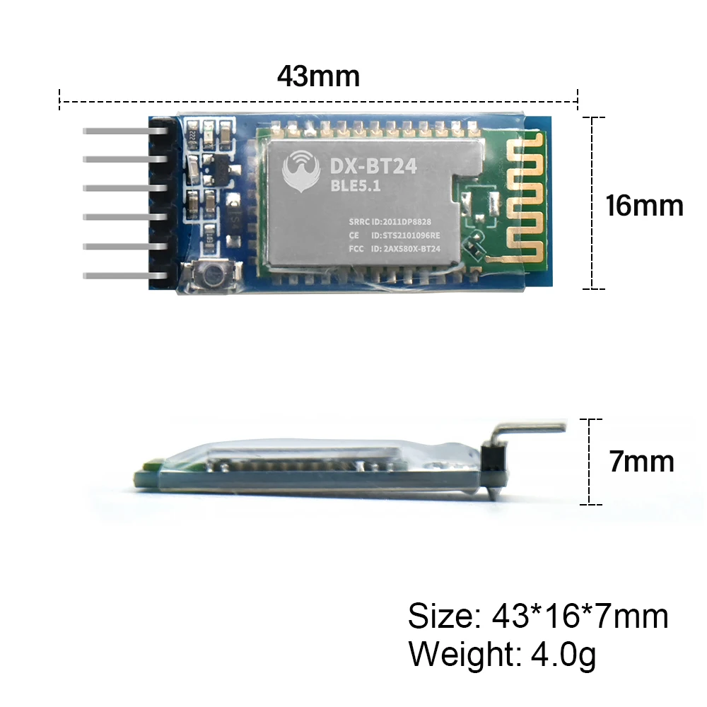 Keyestudio DX-BT24 Bluetooth Module DAILOG 14531 Chip Support AT Instruction Bluetooth V5.1 BLE Communication Interface UART