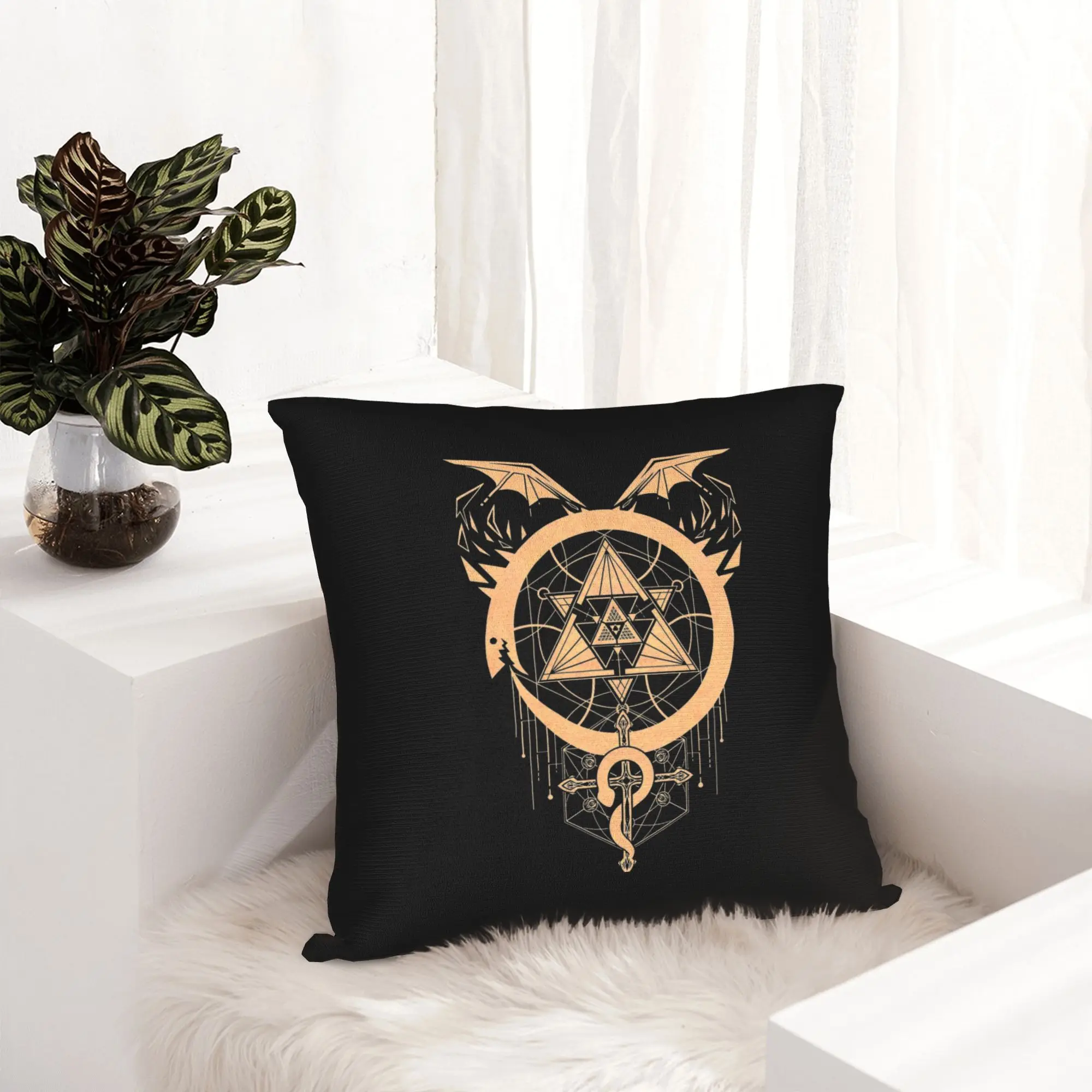 Fullmetal Alchemist Anime Pillowcase Printing Cushion Cover Decorations Gilded Snakes of Alchemy Throw Pillow Case Cover Home