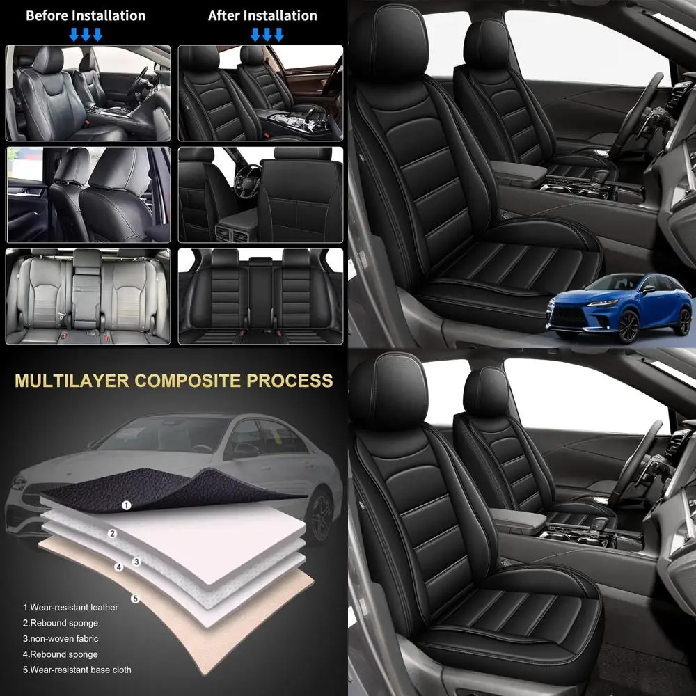 

Car Seat Covers for 2016-2025 Lexus RX 350(Not Fit for RX 350L) Full Set Leather Custom Automotive Seat Covers Protector Fit for