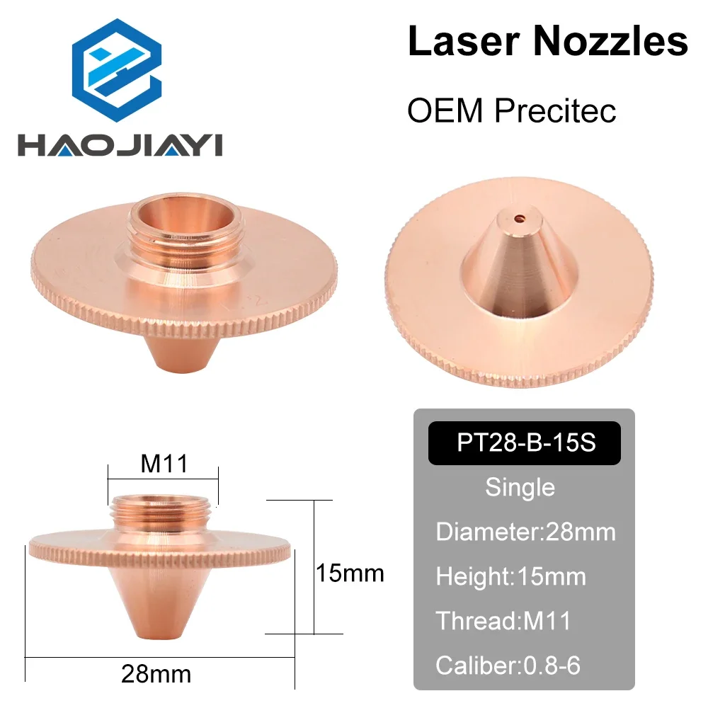 HAOJIAYI Bulge Laser Nozzles Single Layer Chrome-Plating Double Layers Caliber 0.8-4.0 D28 H11 H15 M11 for Precitec Cutting Head