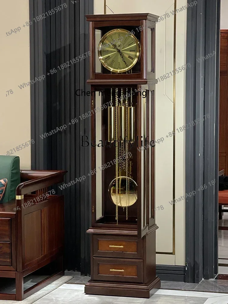 

German Hermle Chinese Retro the Grandfather Clock Living Room Villa Clock Mechanical Solid Wood Vertical Pendulum Clock
