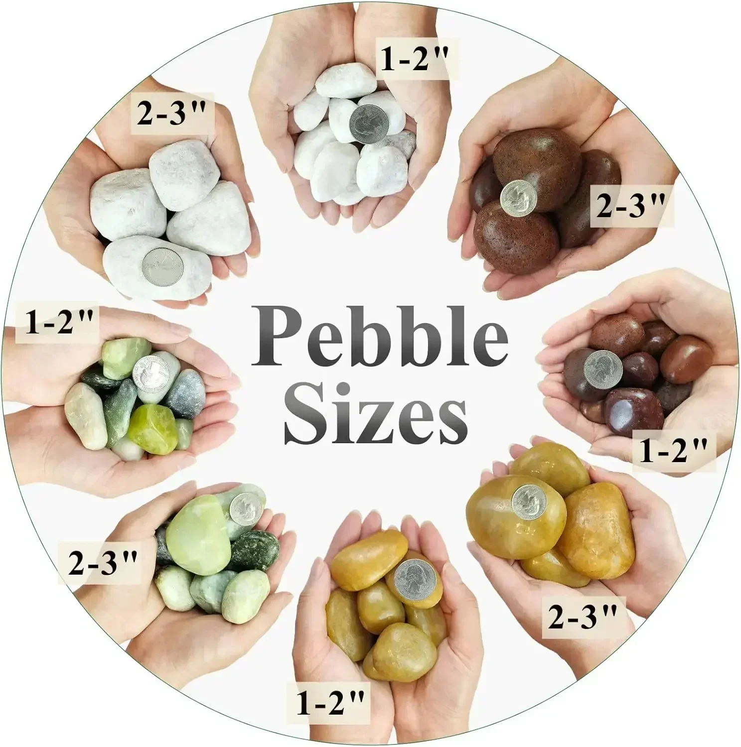 40 lbs Jade River Rocks for Landscaping, 1-2 Inch Large Polished Pebbles. Decorative Green Gravel Stones for Plants, Vases and G