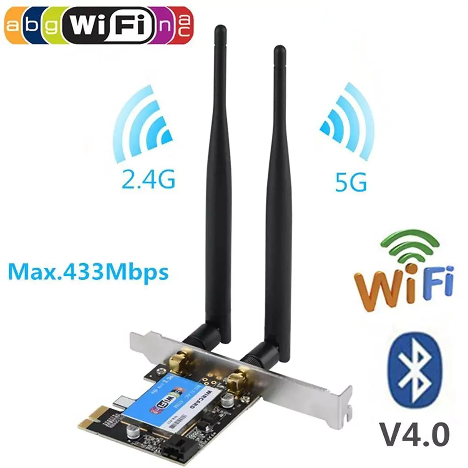 

Беспроводная Wi-Fi карта PCIE 2,4 Мбит/с, адаптер двухдиапазонный 4,0G/5G IEEE802.11a/b/g/n/ac для Bluetooth 8/10, Wi-Fi адаптер для Win7/