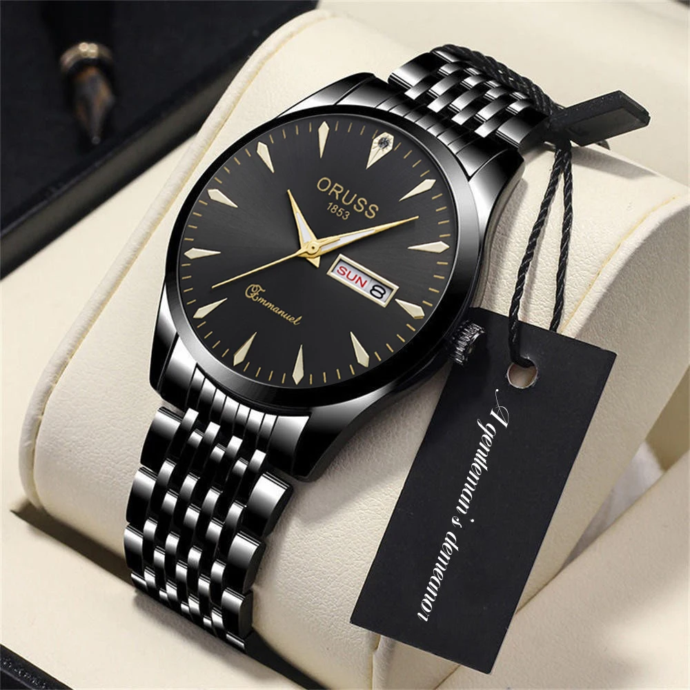 Fashion high-end men\'s watch personality trend all match gentleman atmosphere durable steel belt business sports leisure youth s