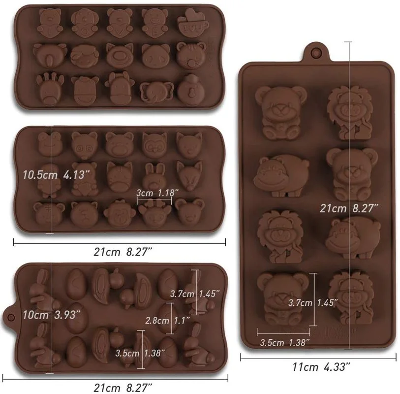 Cartoon Silicone Chocolate Mold Animal Lion Bear Shape Chocolate Candy Ice Cubes Children\'s Food Supplement Party Baking Tools