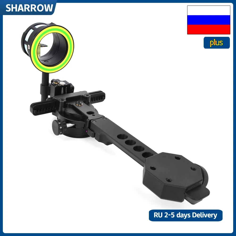 Bow Sight 2022 Long Pole Double Needle Sight 6061 Aluminum Structure for Compound Bow Sight Hunting Accessories