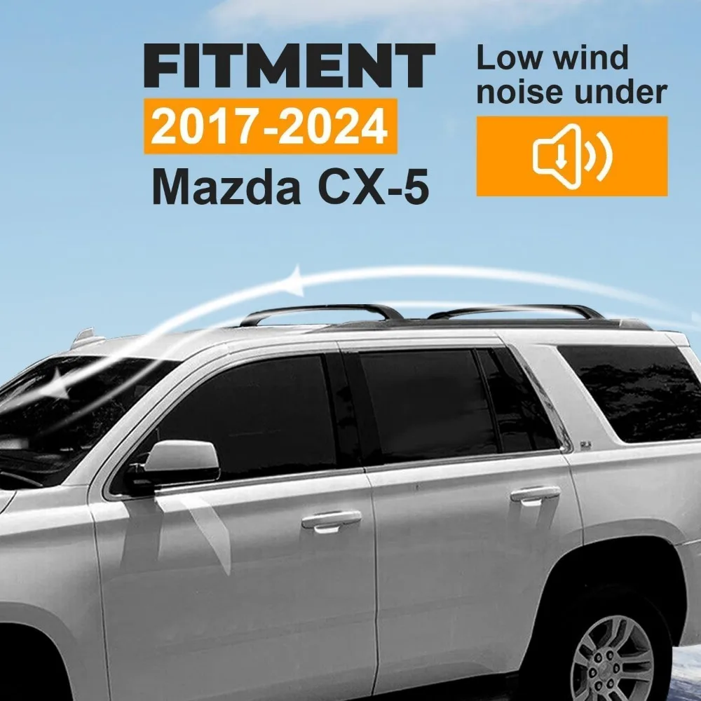 Palang Atap Universal untuk Mazda CX-5 (2017-2025) - Kapasitas 165lbs, Aluminium, Hitam