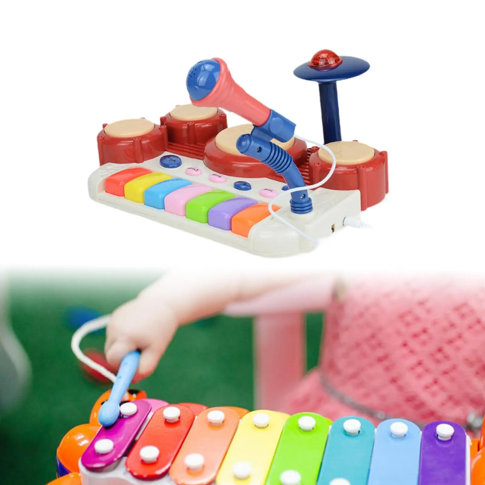 Kids Drum Toy Musical Enlightenment Developmental Light up Baby Learning Toy for