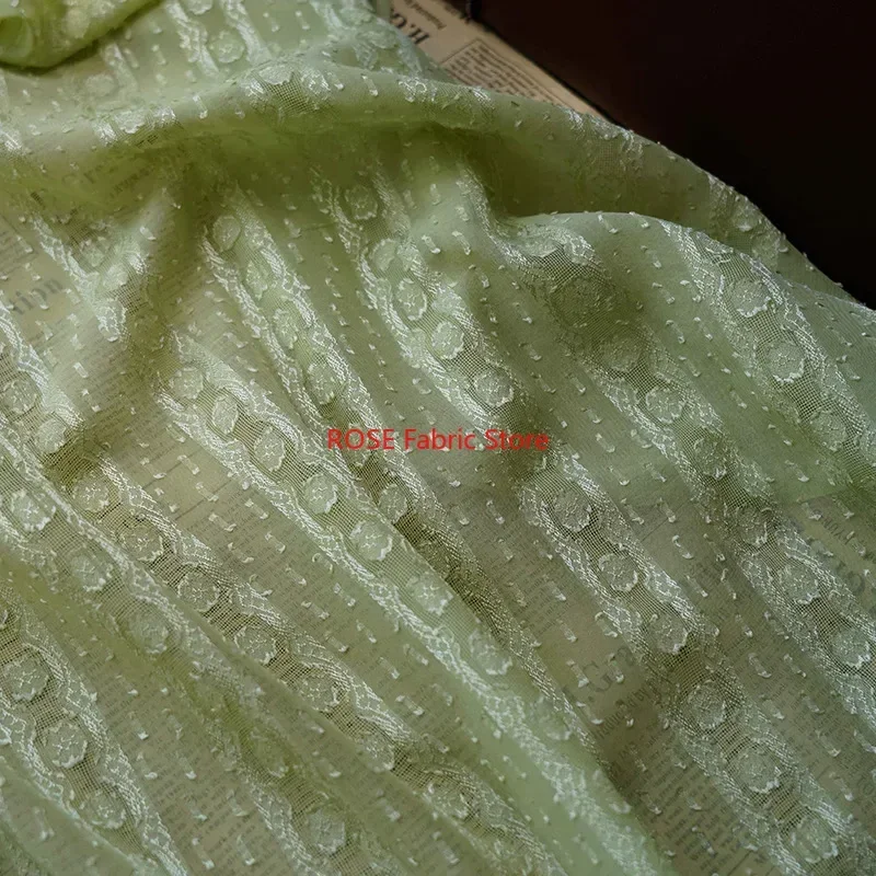 Dots Striped Jacquard Chiffon Fabric Spring Summer Dress, Wedding Dress, louse, Cheongsam, Curtain, Party Dress
