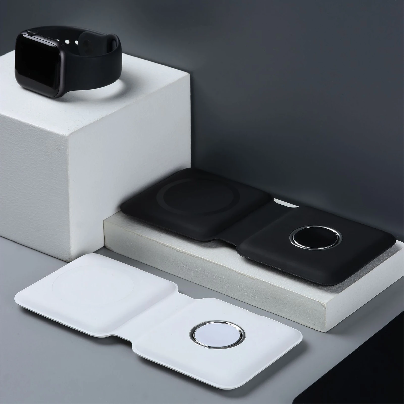 Klapp 15W Doppel Drahtlose Ladegerät Pad Für Iphone 12 Mini 12 Pro Max Schnelle Lade Dock Station Für AirPods apple Uhr 2 3 4 5