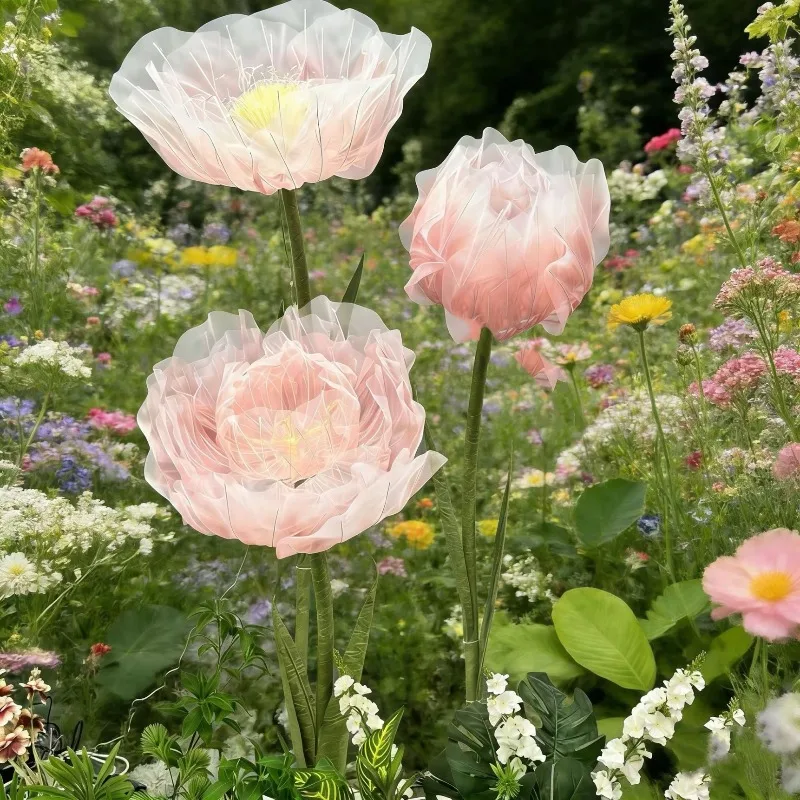 Wedding decoration Large automatic opening and closing peony flower simulation flower Dynamic peony flower mall decoration