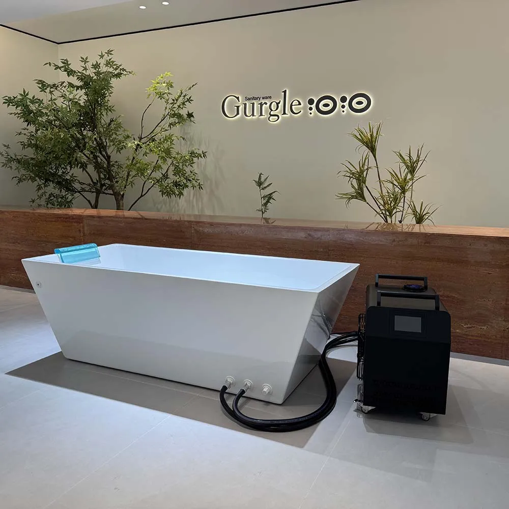 Gurgle Wholesale Ice Bath Luxury Acrylic Cold Plunge Tub Cooling System Ozone Filtration & LED Light For Athletic Recovery